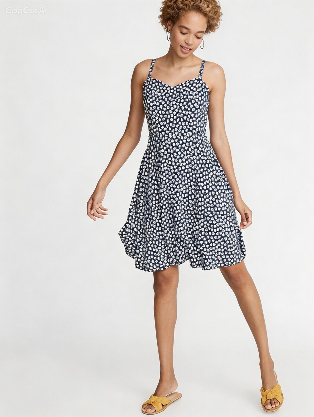OLD NAVY Blue Daisy Women's Dress Floral Sleeveless Adjustable Straps Blue LARGE